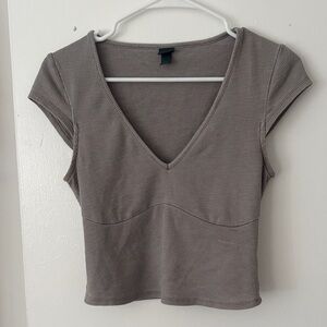 Wild Fable V-Neck Gray Crop Top
